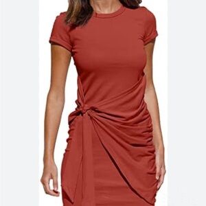 LILLUSORY Chic Rust Women's Mini Dress
